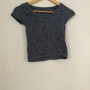 Tilly's Blue Charcoal Stretch Lace Crop Top